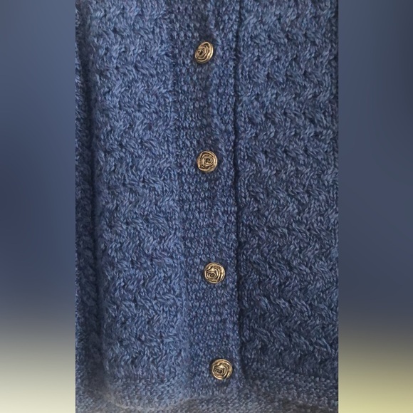 Carraig Donn 100% Irish Merino Wool Cable Knit Fisherman Cardigan XL - Picture 2 of 6